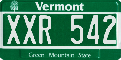 VT license plate XXR542