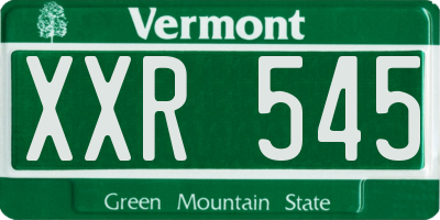 VT license plate XXR545