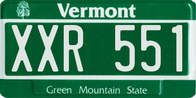 VT license plate XXR551
