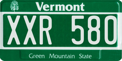 VT license plate XXR580