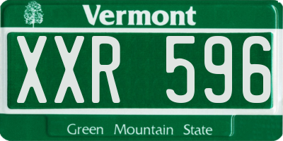 VT license plate XXR596