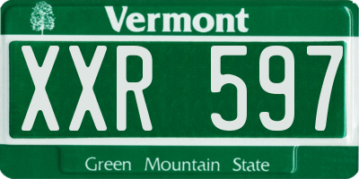 VT license plate XXR597