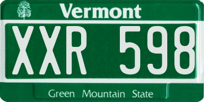 VT license plate XXR598