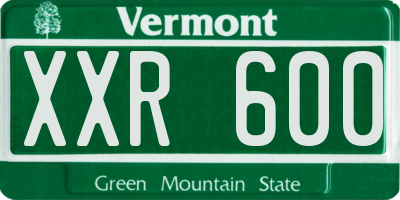 VT license plate XXR600
