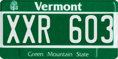 VT license plate XXR603