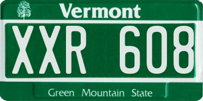 VT license plate XXR608