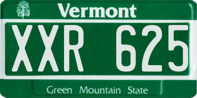 VT license plate XXR625