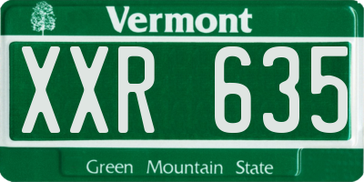 VT license plate XXR635