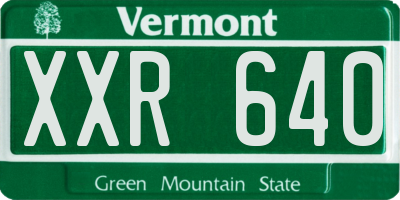 VT license plate XXR640