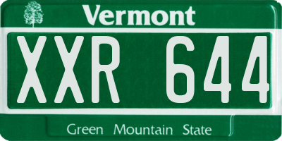 VT license plate XXR644