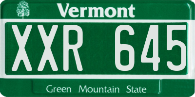 VT license plate XXR645