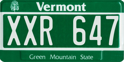 VT license plate XXR647