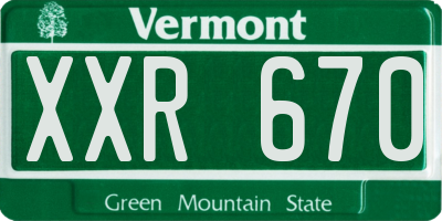 VT license plate XXR670