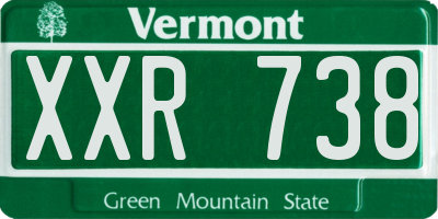 VT license plate XXR738