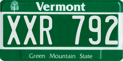 VT license plate XXR792