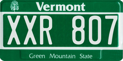 VT license plate XXR807