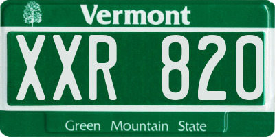VT license plate XXR820