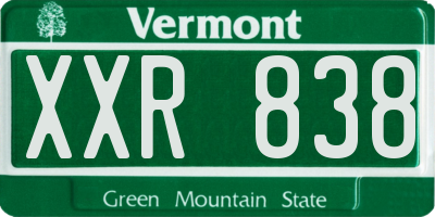 VT license plate XXR838