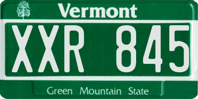 VT license plate XXR845