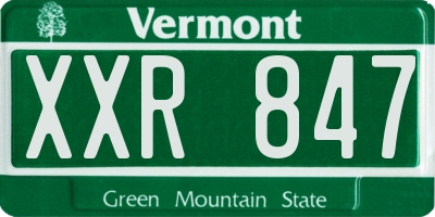 VT license plate XXR847
