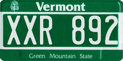 VT license plate XXR892