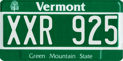 VT license plate XXR925