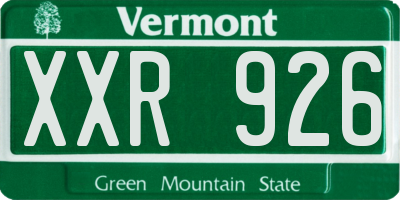 VT license plate XXR926
