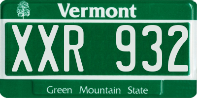 VT license plate XXR932