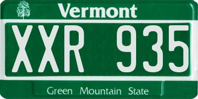 VT license plate XXR935