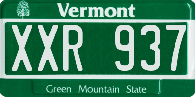 VT license plate XXR937