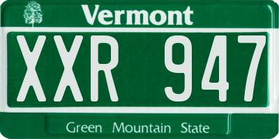 VT license plate XXR947