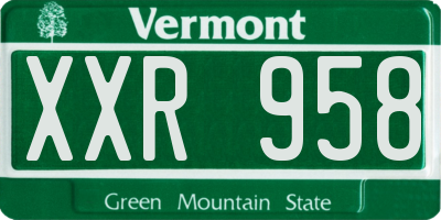 VT license plate XXR958