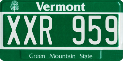 VT license plate XXR959