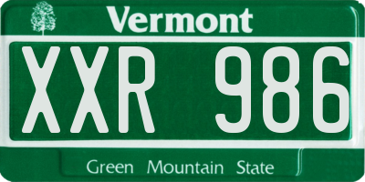 VT license plate XXR986