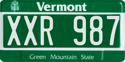 VT license plate XXR987