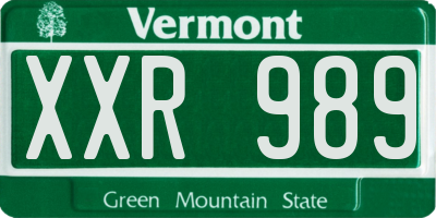 VT license plate XXR989