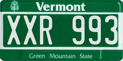 VT license plate XXR993