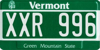 VT license plate XXR996