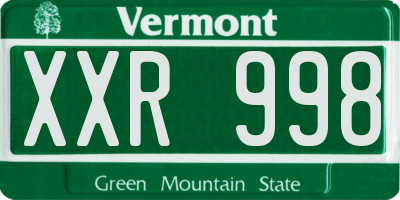 VT license plate XXR998