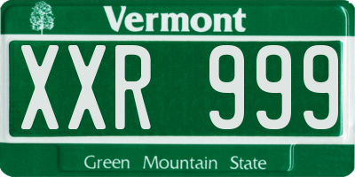 VT license plate XXR999