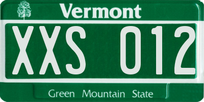 VT license plate XXS012