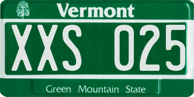 VT license plate XXS025