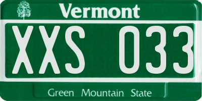 VT license plate XXS033