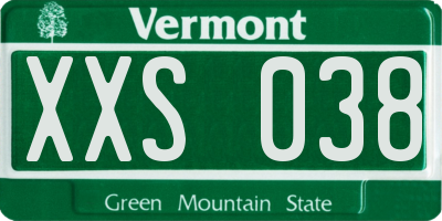 VT license plate XXS038