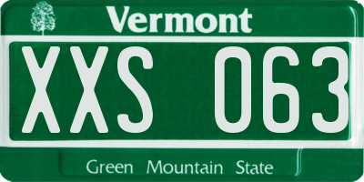 VT license plate XXS063
