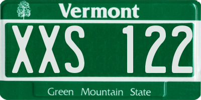 VT license plate XXS122
