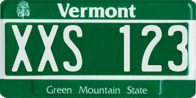 VT license plate XXS123
