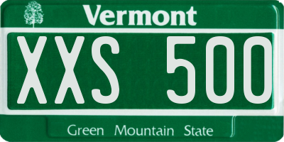 VT license plate XXS500