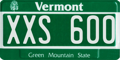 VT license plate XXS600