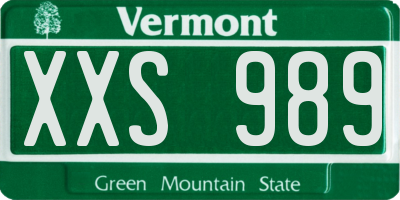 VT license plate XXS989